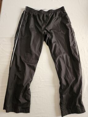 Danskin Now XL Black Track Pants White Piping Ankle Zips 16-18
